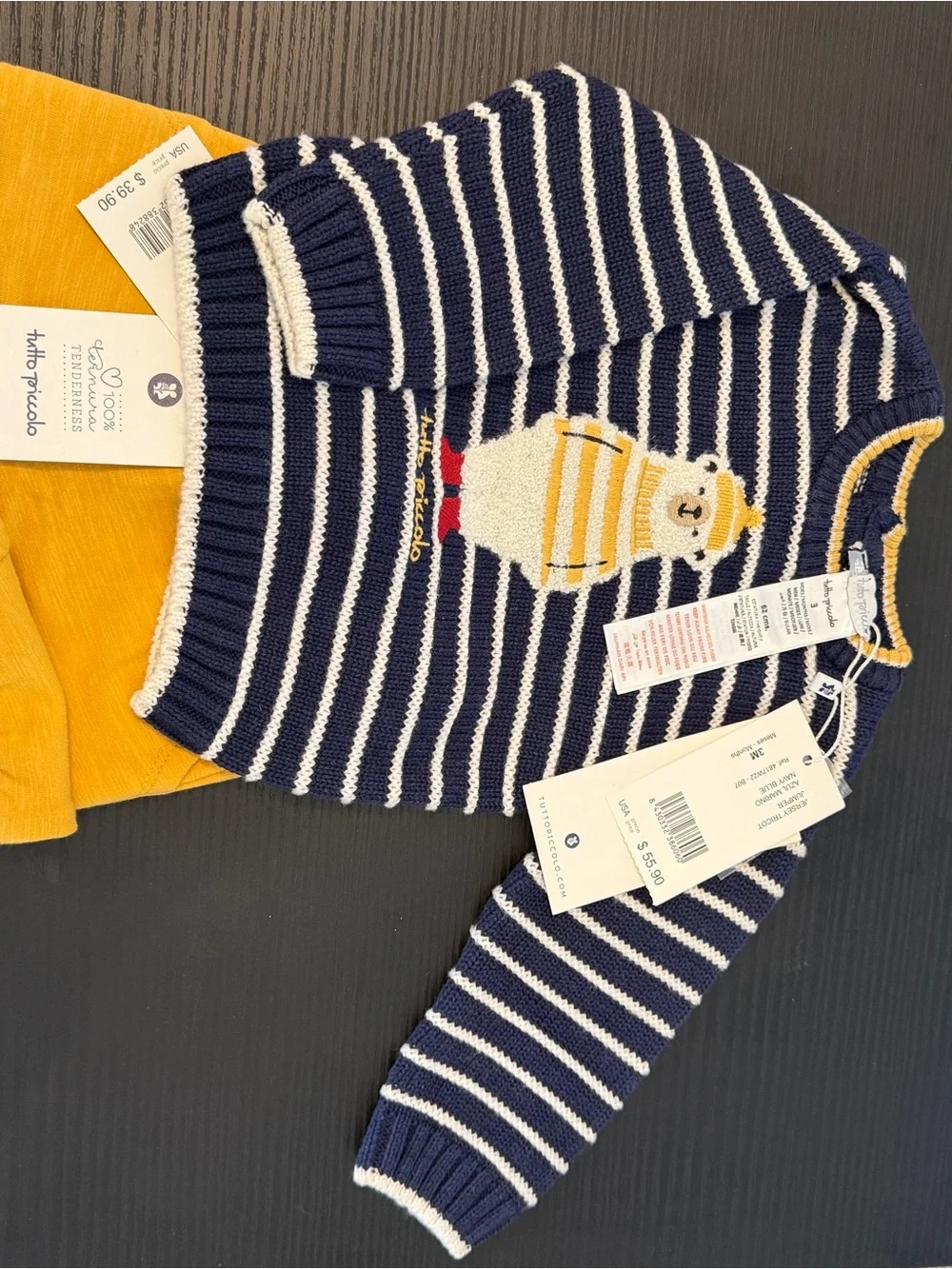 Tutto Piccolo Striped Sweater set with Yellow Bear Accent - Petit Bateau